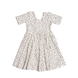 The Short Sleeve Ballet Dress in Ivory Dot