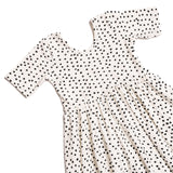 The Short Sleeve Ballet Dress in Ivory Dot