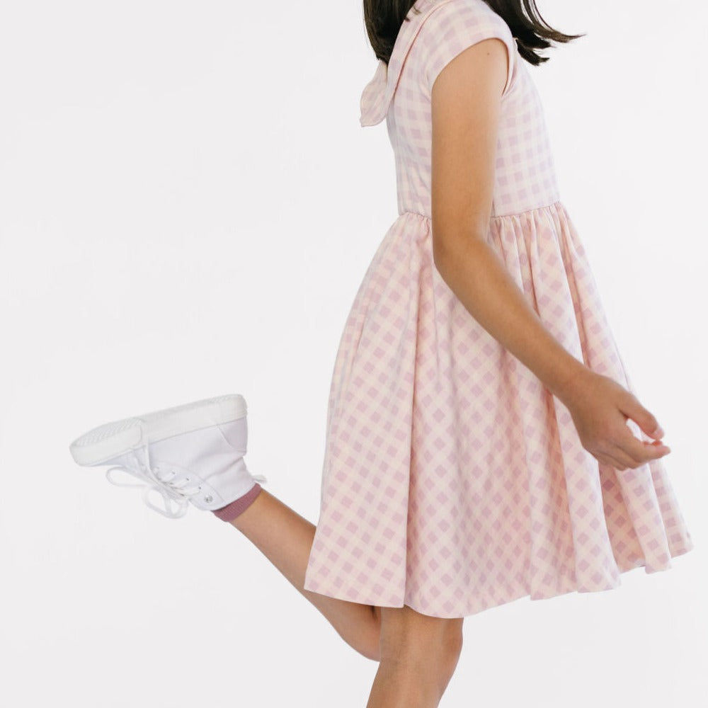 THE PETER PAN BALLET DRESS IN LILAC GINGHAM