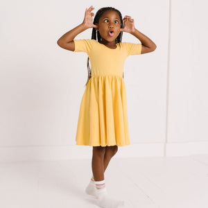 THE SHORT SLEEVE BALLET DRESS IN CARAMEL