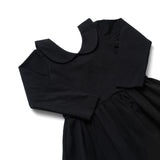 The Long Sleeve Peter Pan Dress in Ebony