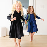 The Long Sleeve Peter Pan Dress in Ebony