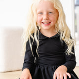 The Long Sleeve Peter Pan Dress in Ebony