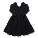 The Long Sleeve Peter Pan Dress in Ebony