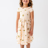 The Peter Pan Ballet Dress in Apricot Check