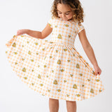 The Peter Pan Ballet Dress in Apricot Check