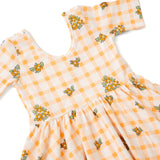 The Short Sleeve Ballet Dress in Apricot Check