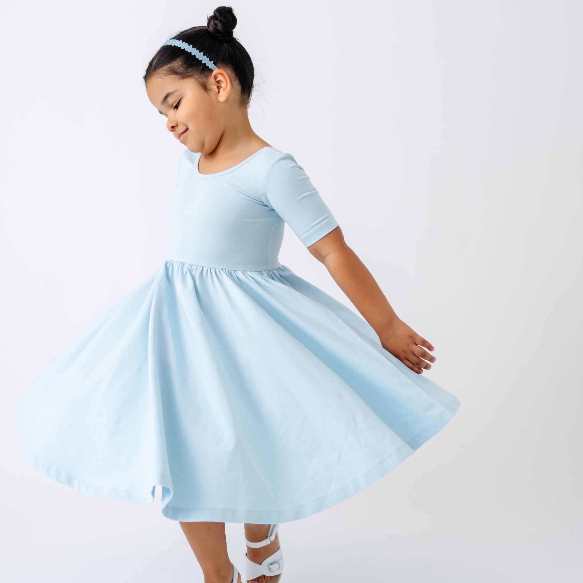 The Short Sleeve Ballet Dress in Cloud | 4T The Short Sleeve Ballet Dress in Cloud | 4T