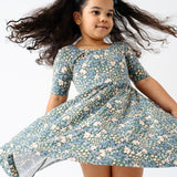 The Short Sleeve Ballet Dress in Mountain Field