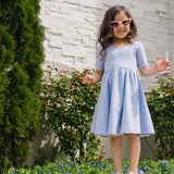 The Short Sleeve Ballet Dress in Periwinkle