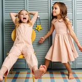 The Short Sleeve Wide Leg Jumpsuit in Dusty Rose