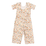 The Short Sleeve Wide Leg Jumpsuit in Peach Petal