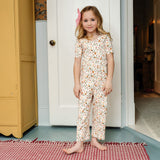The Short Sleeve Wide Leg Jumpsuit in Peach Petal