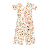 The Short Sleeve Wide Leg Jumpsuit in Peach Petal