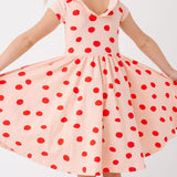 The Peter Pan Ballet Dress in Blush Dot
