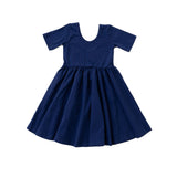 The Short Sleeve Ballet Dress in Blueberry