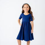 The Short Sleeve Ballet Dress in Blueberry