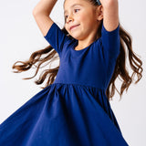 The Short Sleeve Ballet Dress in Blueberry