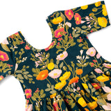 The Short Sleeve Ballet Dress in Midnight Botany