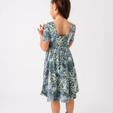 The Short Sleeve Ballet Dress in Nighttime Watercolor