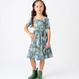 The Short Sleeve Ballet Dress in Nighttime Watercolor