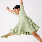 The Short Sleeve Ballet Dress in Pistachio