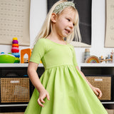 The Short Sleeve Ballet Dress in Celery