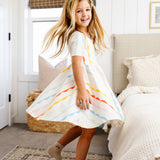 The Short Sleeve Ballet Dress in Rainbow Ruffle