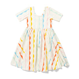 The Short Sleeve Ballet Dress in Rainbow Ruffle