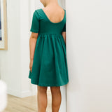 The Short Sleeve Ballet Dress in Emerald