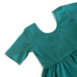 The Short Sleeve Ballet Dress in Emerald