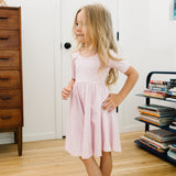 The Short Sleeve Ballet Dress in Lilac Bow