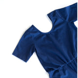 The Short Sleeve Wide Leg Jumpsuit in Blueberry