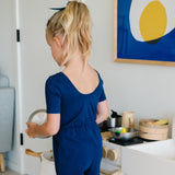 The Short Sleeve Wide Leg Jumpsuit in Blueberry