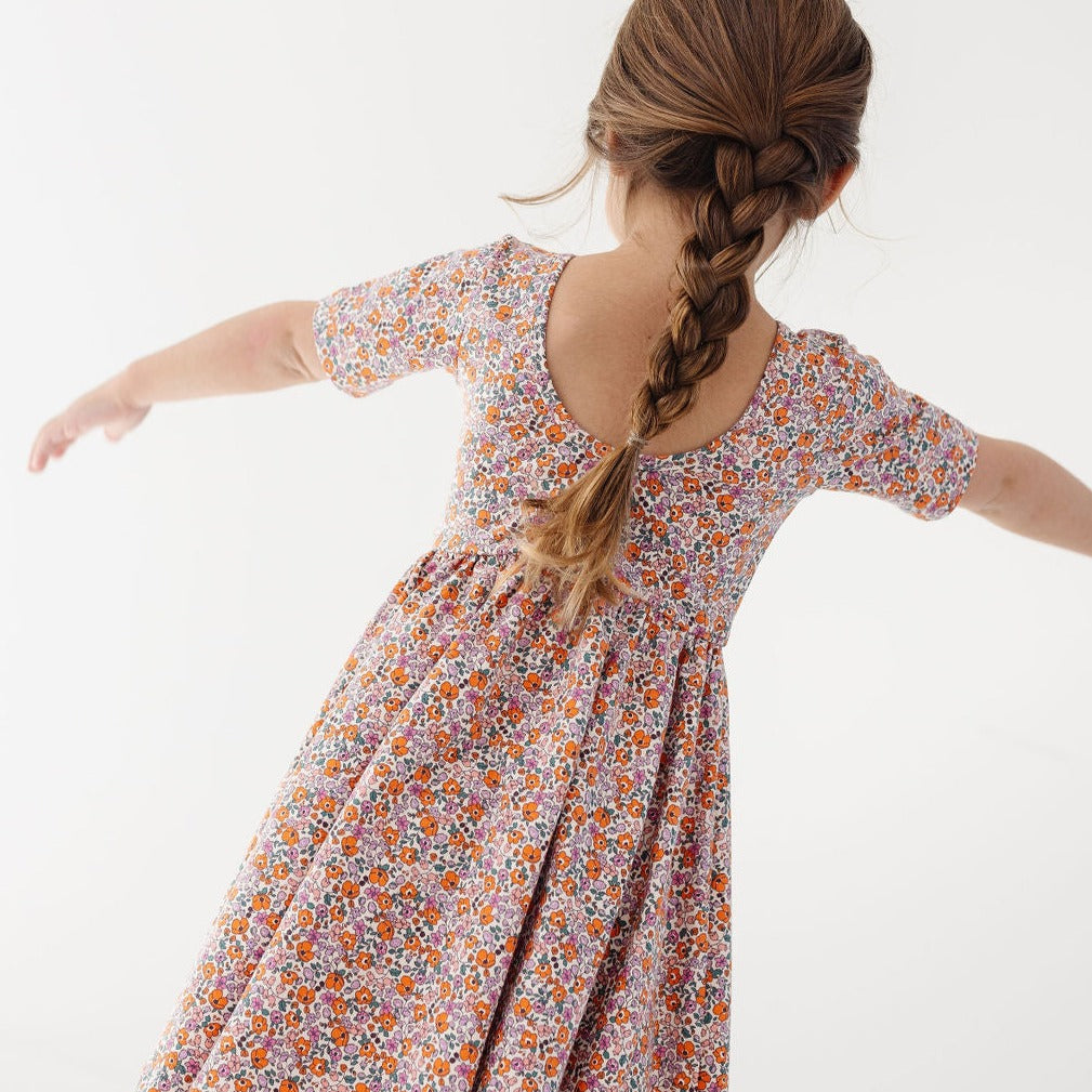 Floral dress hotsell with short sleeves