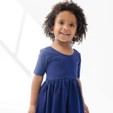 The Short Sleeve Ballet Dress in Blueberry