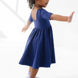 The Short Sleeve Ballet Dress in Blueberry