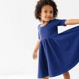 The Short Sleeve Ballet Dress in Blueberry
