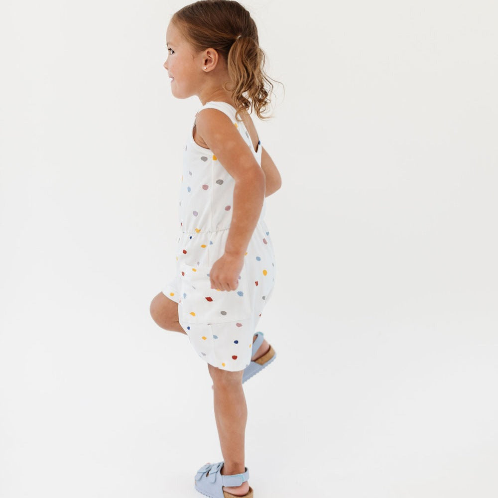 THE TANK SHORTIE JUMPSUIT IN CONFETTI DOT