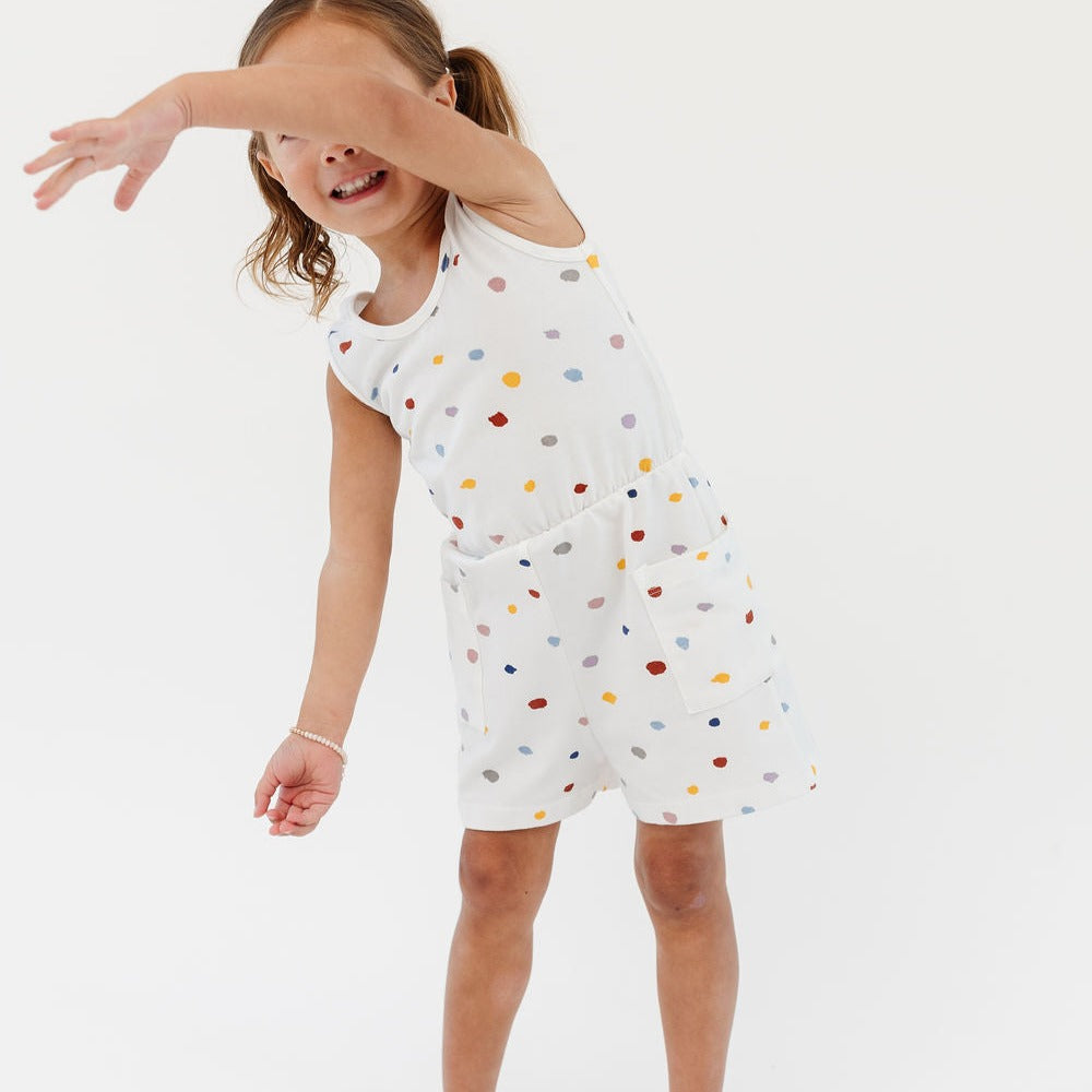THE TANK SHORTIE JUMPSUIT IN CONFETTI DOT
