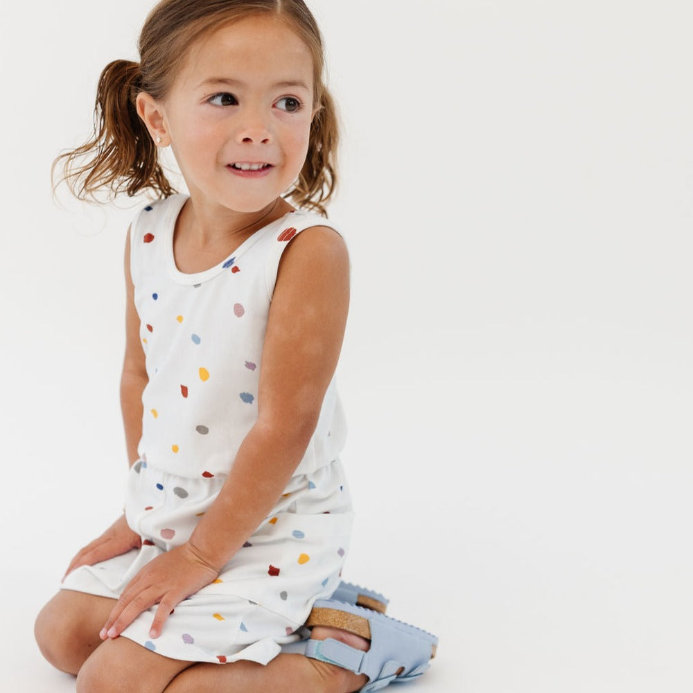 THE TANK SHORTIE JUMPSUIT IN CONFETTI DOT