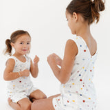 THE TANK SHORTIE JUMPSUIT IN CONFETTI DOT