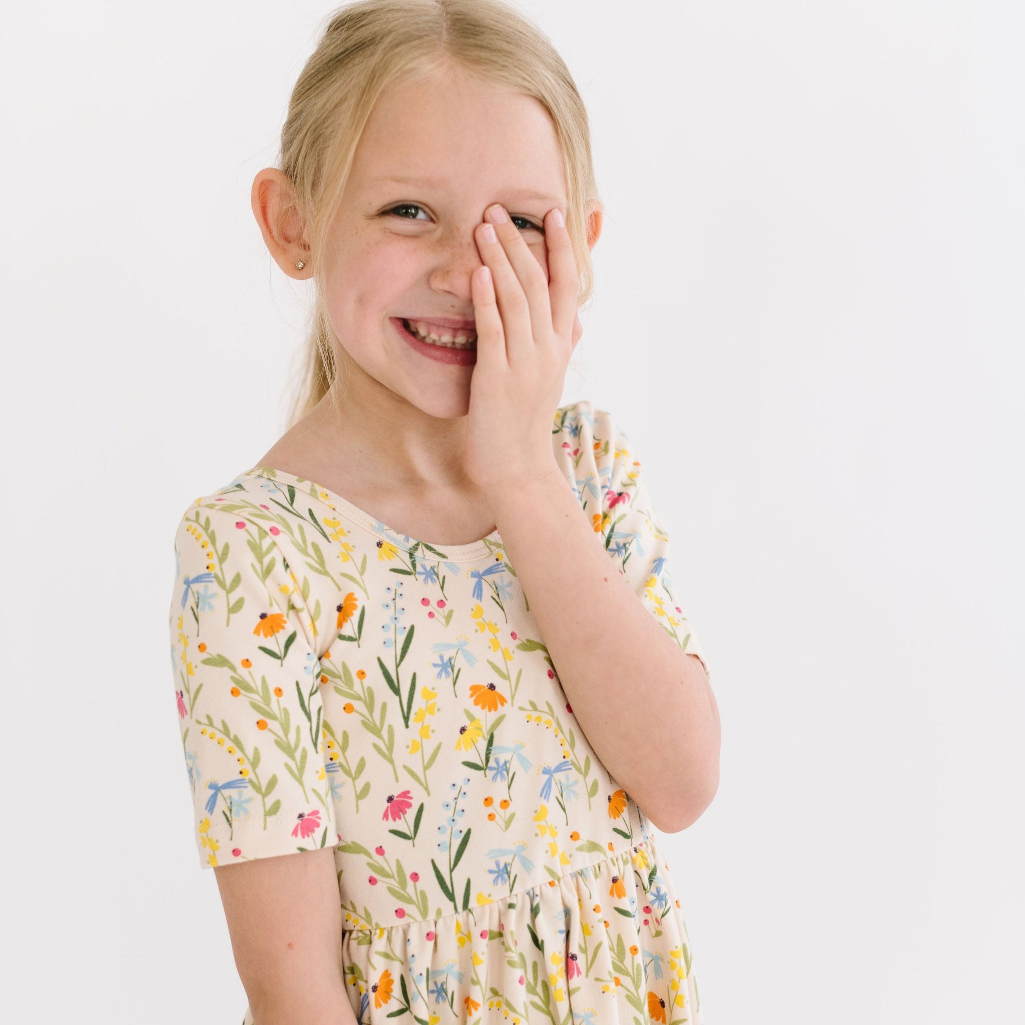 THE SHORT SLEEVE BALLET DRESS IN SPRING GARDEN