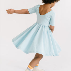 THE SHORT SLEEVE BALLET DRESS IN COOL BLUE