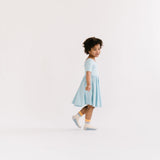 THE SHORT SLEEVE BALLET DRESS IN COOL BLUE