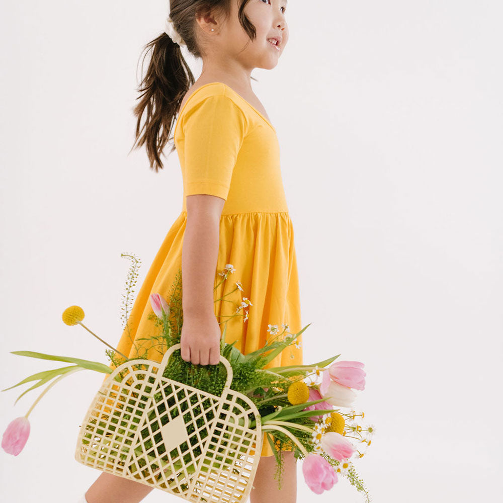 THE SHORT SLEEVE BALLET DRESS IN GOLD
