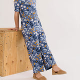 The Short Sleeve Wide Leg Jumpsuit in Underwater Florals
