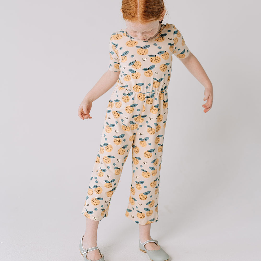 THE SHORT SLEEVE WIDE LEG JUMPSUIT IN FRUITY HARVEST