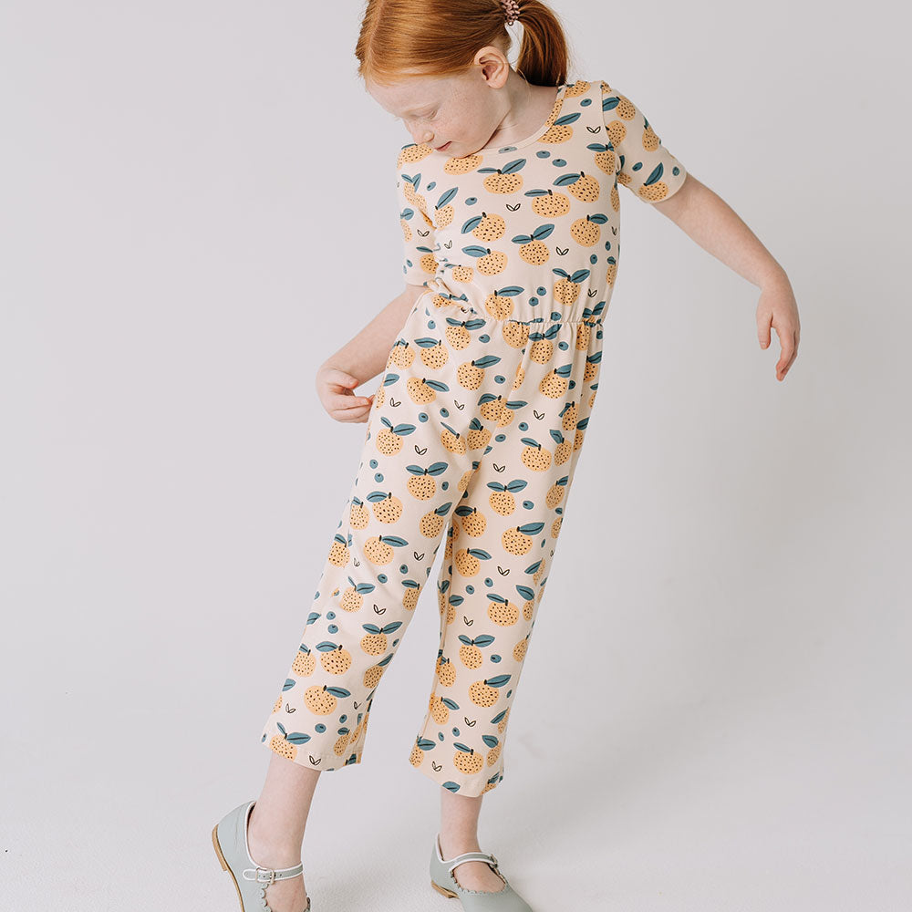 THE SHORT SLEEVE WIDE LEG JUMPSUIT IN FRUITY HARVEST