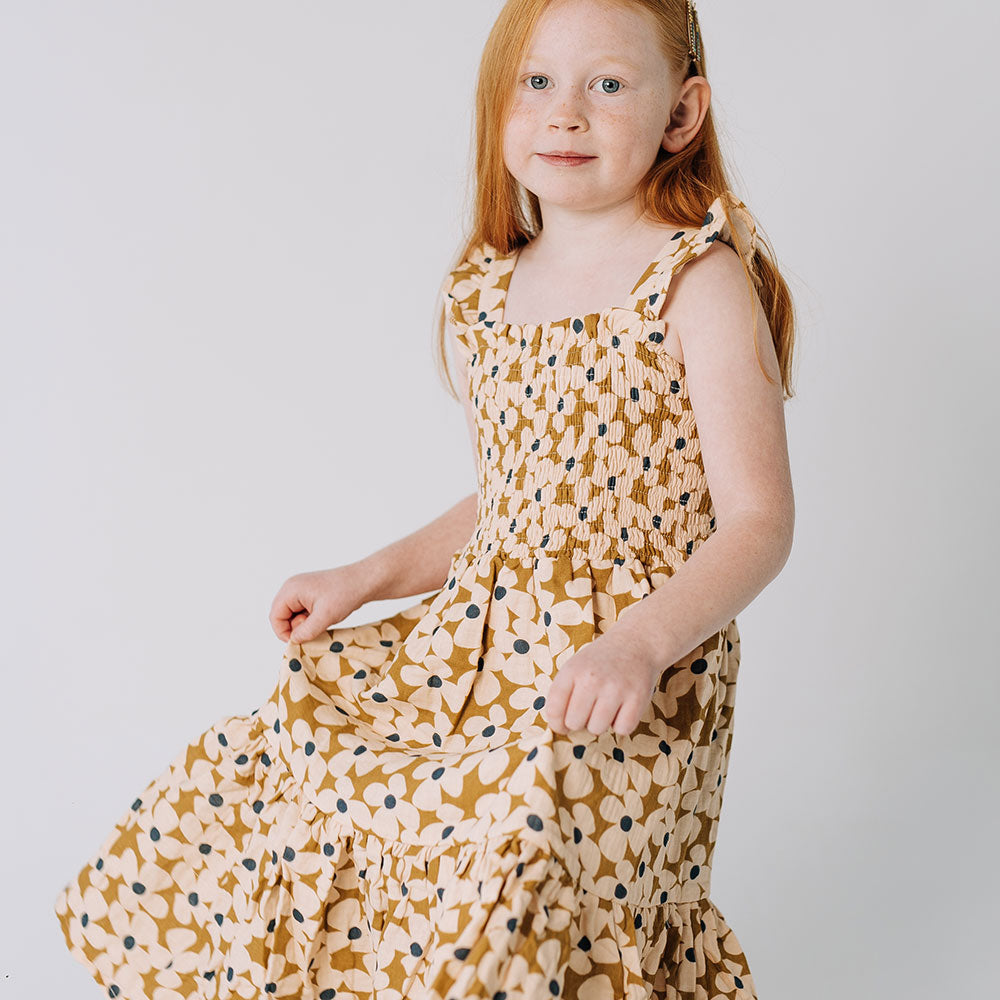 THE SMOCKED DRESS IN CROWDED PETAL